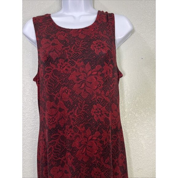 Connected Apparel Vtg Maxi Dress Womens M Black Red Romantic Floral Goth Y2K 90s - Picture 2 of 7